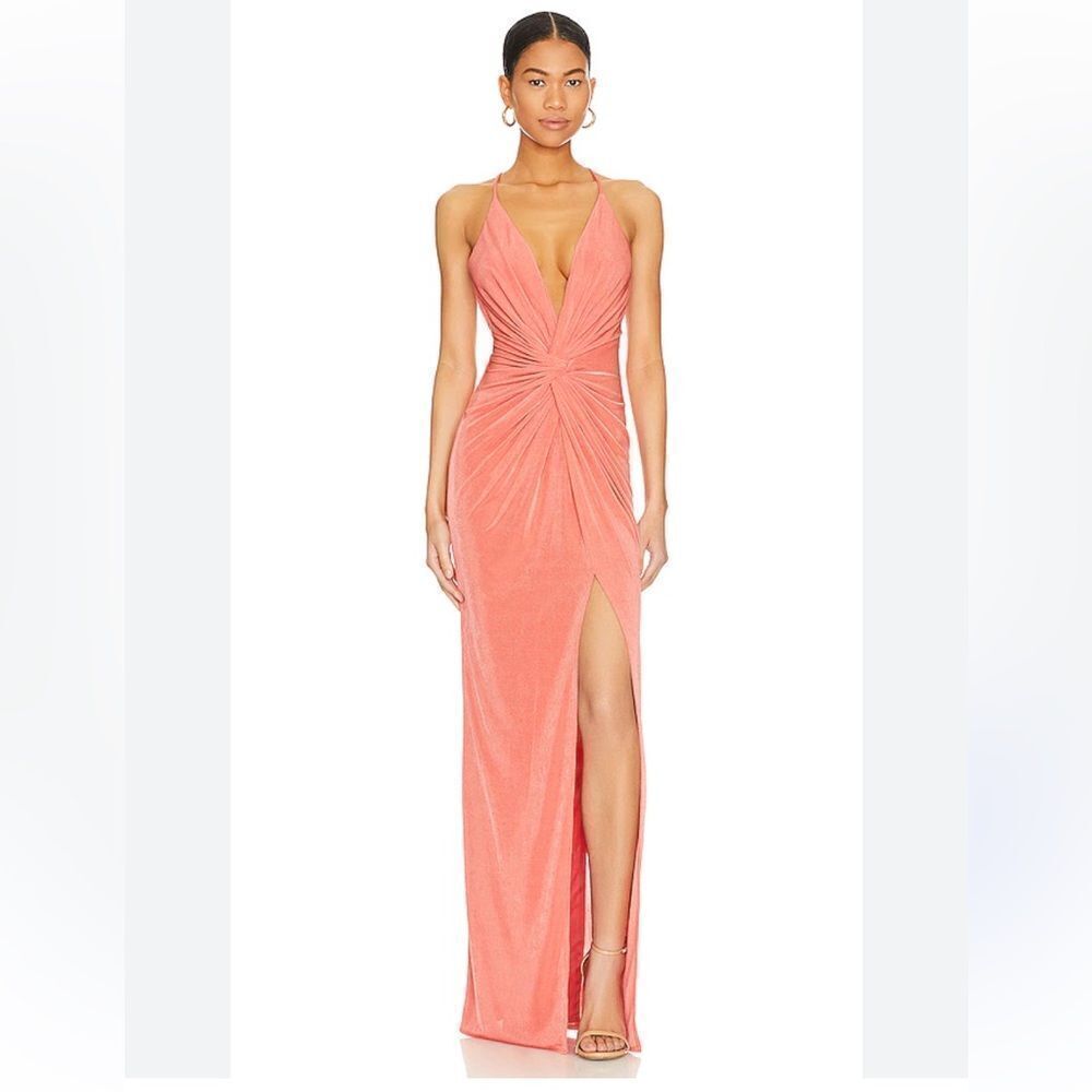 KatieβMay Pixie Gown dress Nectarine
Coral Backless Dress maxi stretch Revolve S